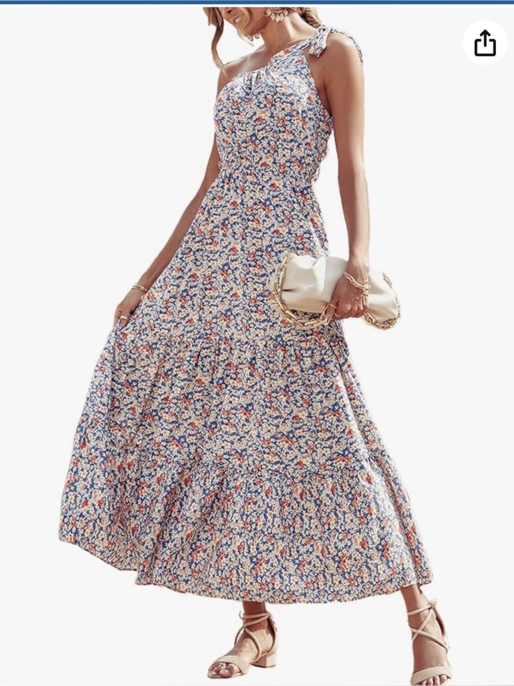 Floral Tie Shoulder Floral Maxi Dress